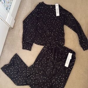 Gap black and gold foil dots two piece lounge set